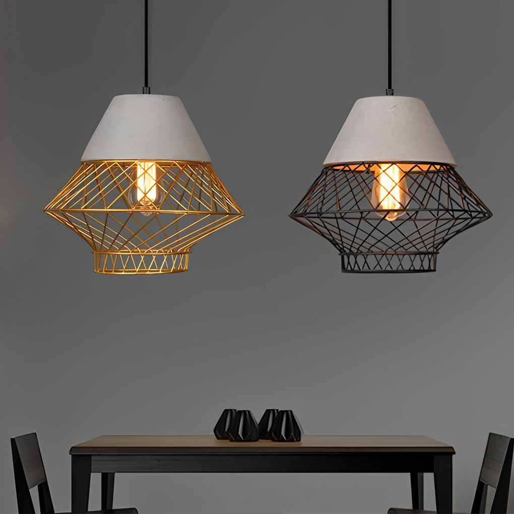 Cement Iron Cage Retro Pendant Light Li002289