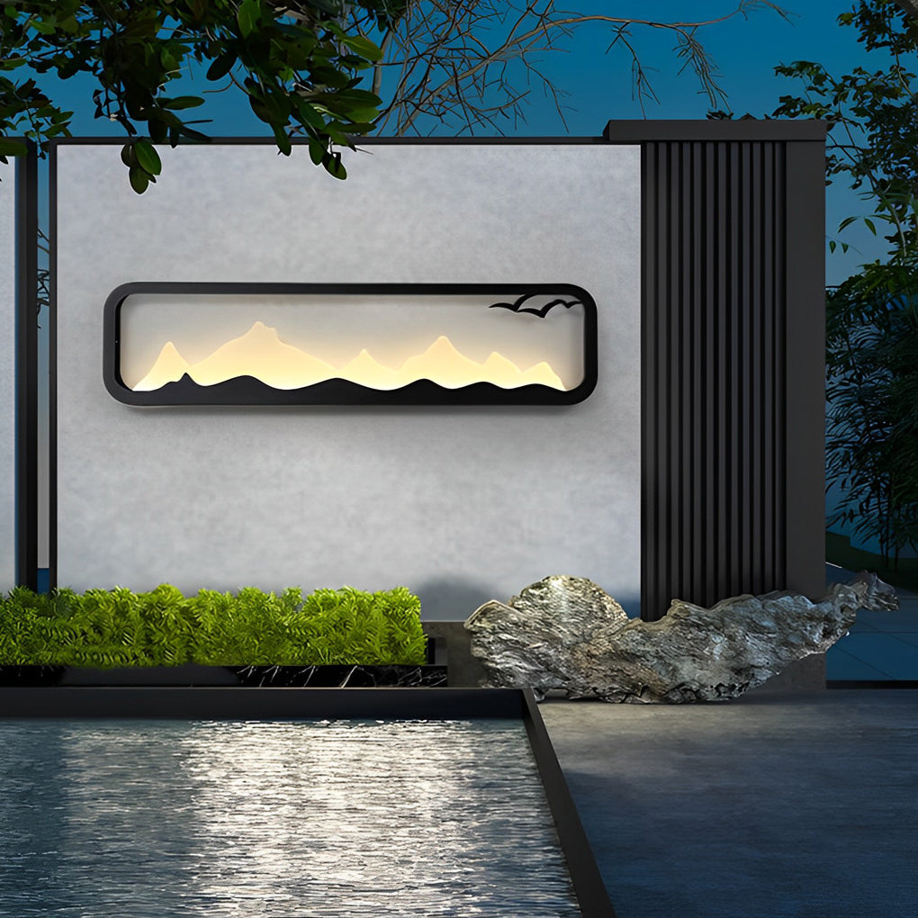 Rectangular Mountain Scenery Utdoor Wall Lamp Li002411