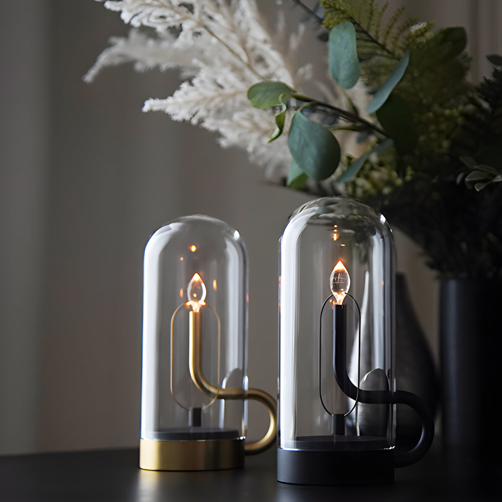 Glass Dome Hymn Accent Table Lamp Led Candle