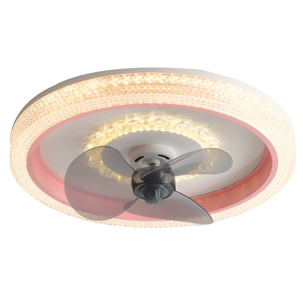 Round Muted 360 Rotatable Stepless Dimming Led Modern Ceiling Fan Light