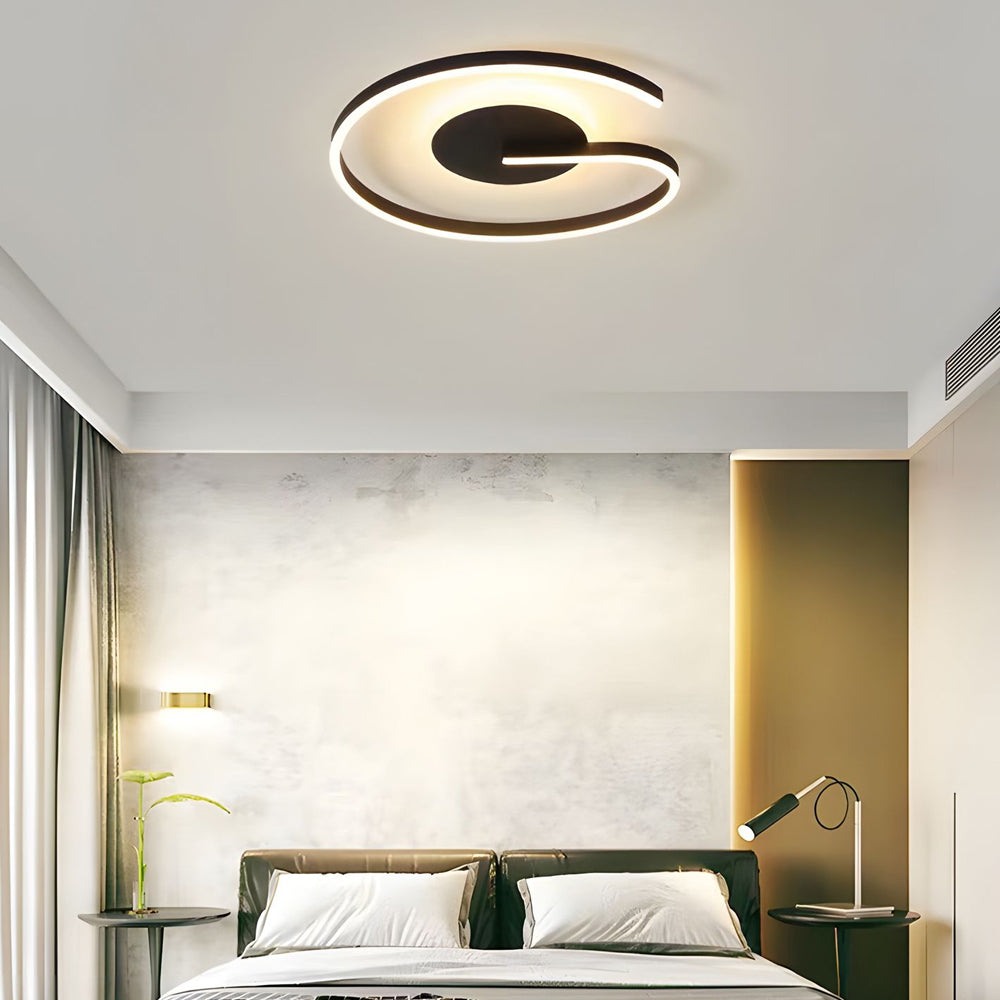 White Black Open Ring Circle Ceiling Lamp Led Bedroom Flush Mounted Ceiling Light