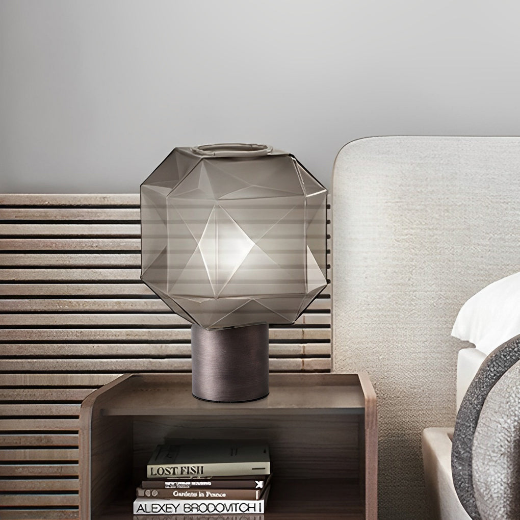 1 Light Cylinder And Cubo Smoke Glass Orb Modern Table Lamp