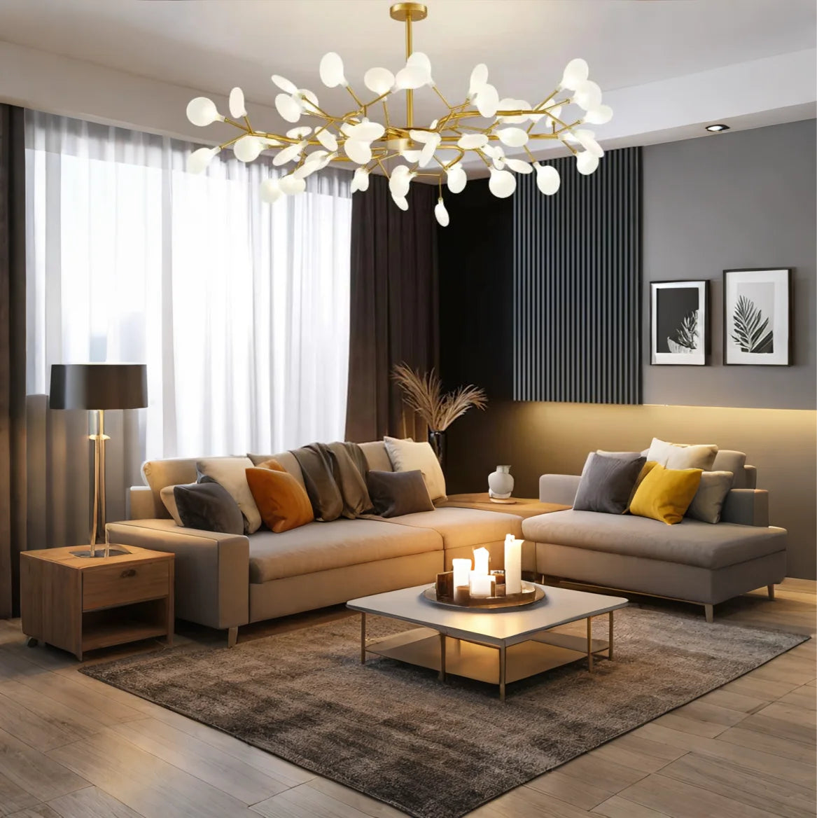 Creativity Firefly Led Chandelier Black Gold For Living Room Bedroom Hall Home Decor Indoor Lighting Minimalist Ceiling Pendant