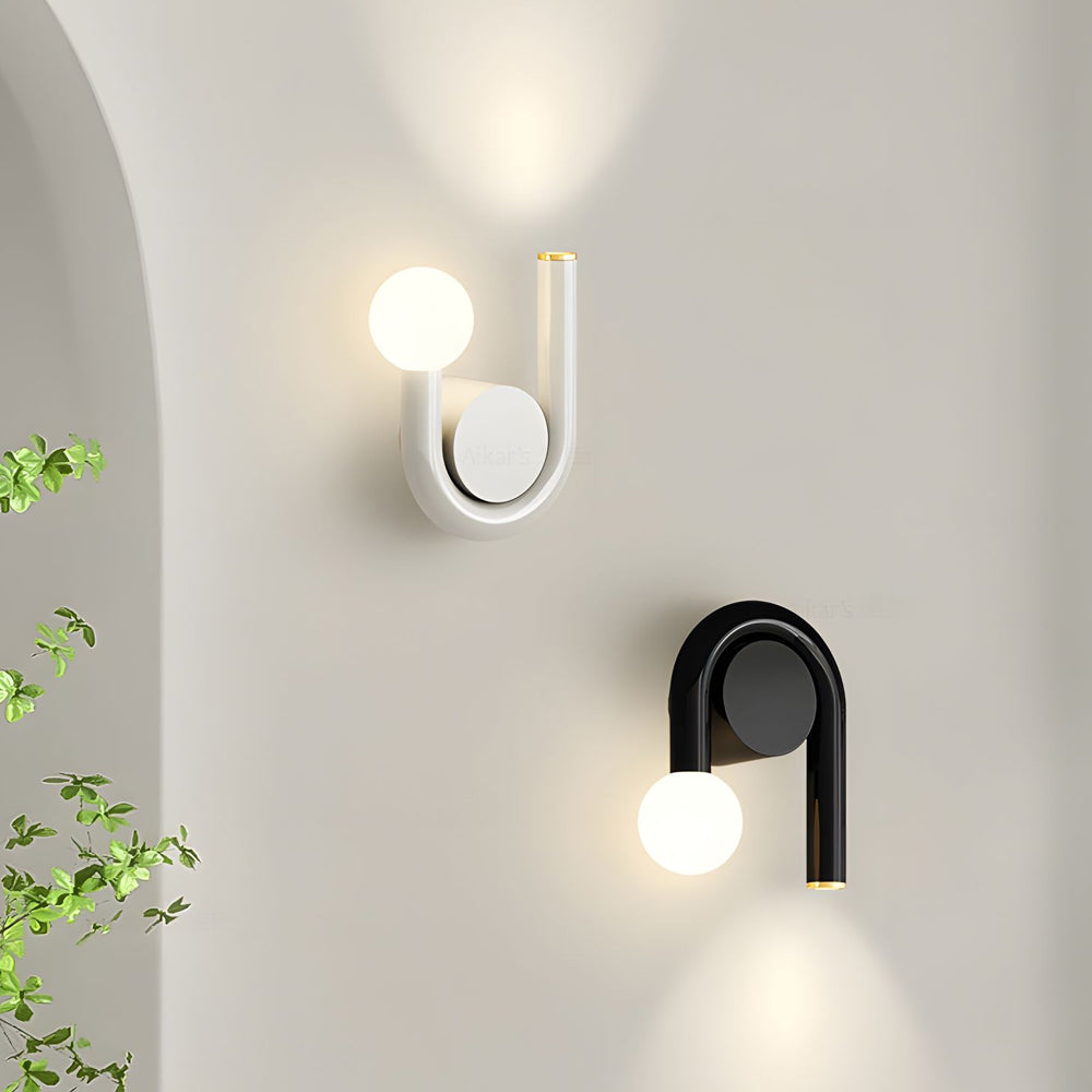 2 Light Arched Iron U Shaped Line Wall Sconce Led Matte Black Bathroom Vanity Lights