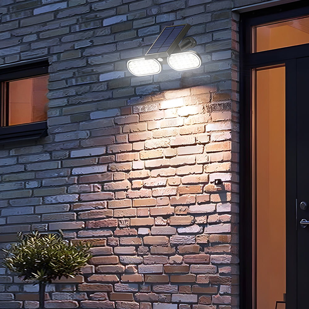 2 Head Modern Black Solar Led Spotlight With Motion Sensor Rotatable