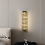 Luma Column LED Wall Sconce in Brushed Gold and Clear Glass