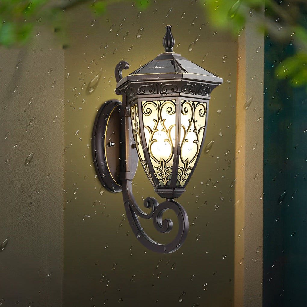 Vintage Flower Pattern Solar Wall Lamp Ha083745