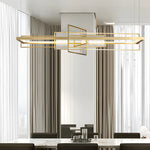 Rectangular Iron Frame Glass Decor Led Chandeliers Hanging Lights