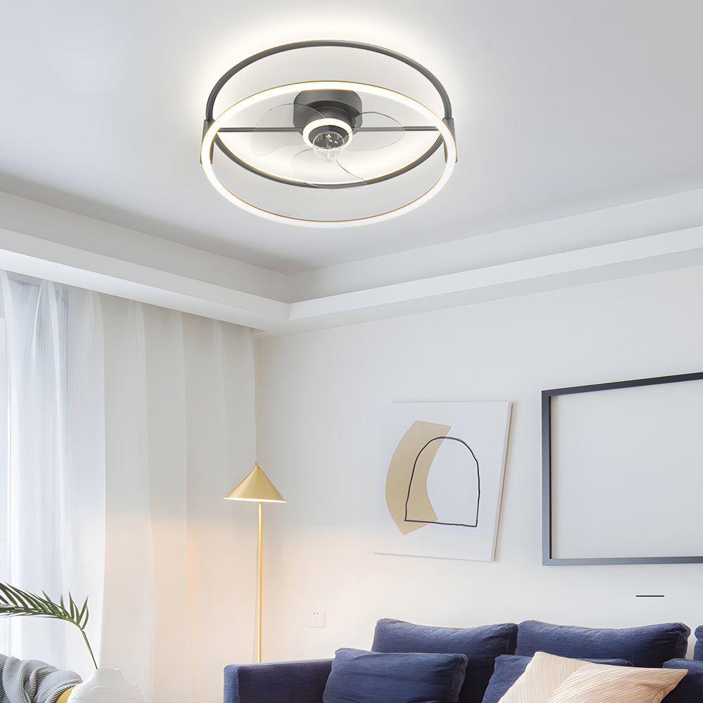 Minimalist Ring Three Step Dimming Led Mute Modern Bladeless Ceiling Fan Lights
