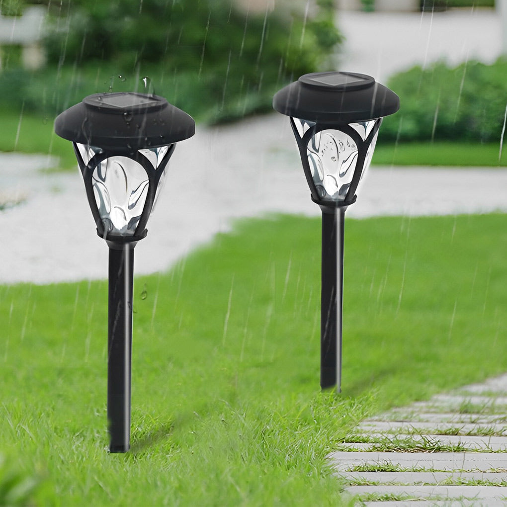 Modern Solar Path Lights Set of 2 with Frosted Glass Shades