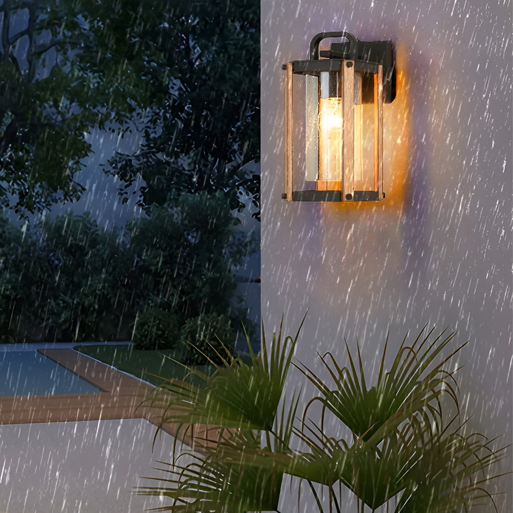 Lantern Shaped Waterproof Glass Industrial Outdoor Wall Sconce Lighting