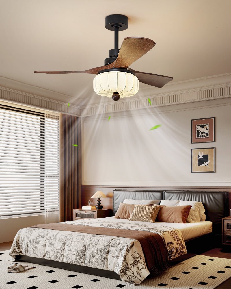 Elira Vintage Ceiling Fan with Light — Walnut Blades & Integrated LED