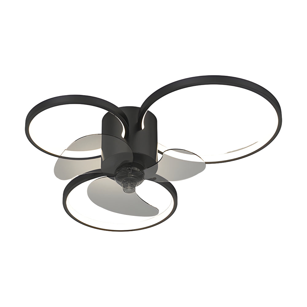 Square Round Rings Three Step Dimming Led Silent Modern Ceiling Fans Lamp