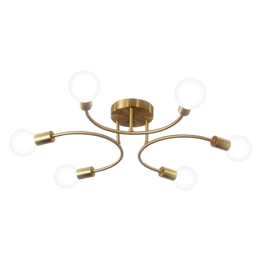 4 6 8 Light Curved Arms White Shade Modern Ceiling Light Fixture