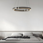 Black Glass Dimmable Led Ring Pendant Chandelier