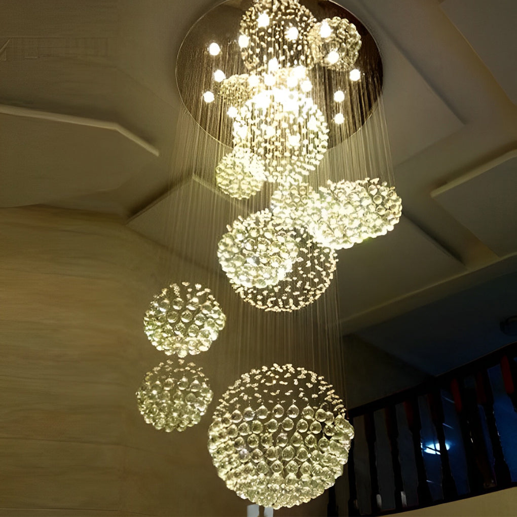 Spiral Raindrop Crystal Staircase Chandelier Ha098795
