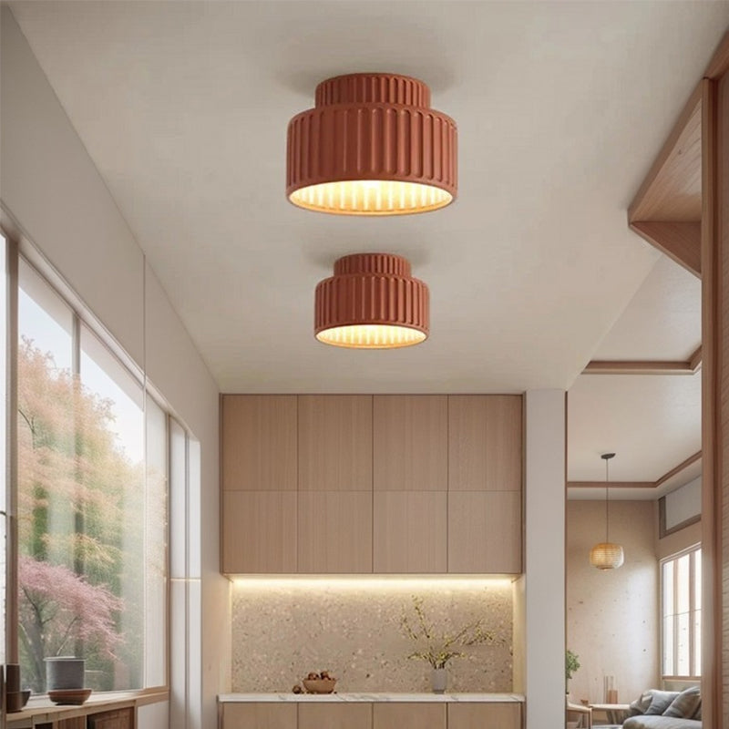 Vintage Cream Style Drum Ceiling Lamp