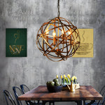 Iron Lines Ball Spherical Creative Led Industrial Style Chandelier