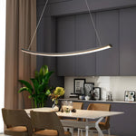 Modern Led Linear Arcing Pendant Lighting Matte Black Fixture For Dining Room Kitchen Island