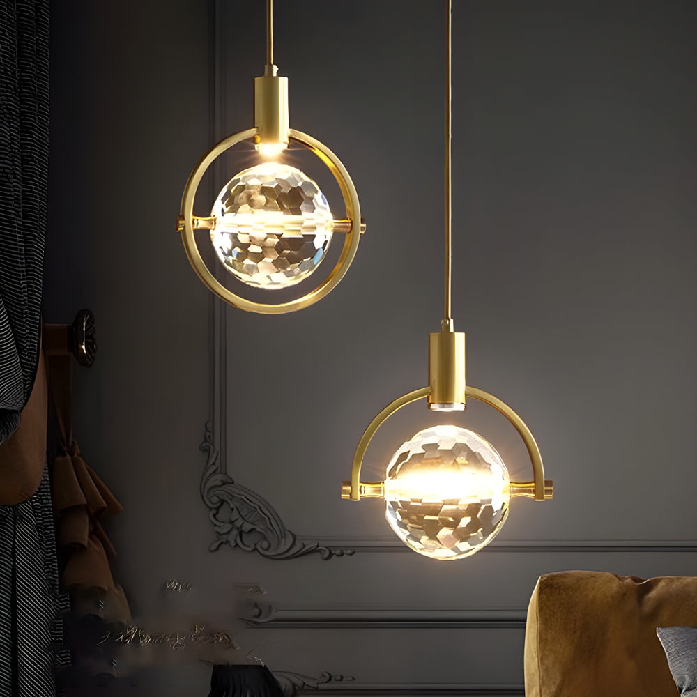 Round Semicircle Crystal Ball Ins Led Creative Modern Hanging Lights Fixture