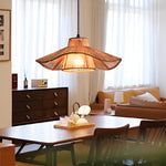 1 Light Double Layer Hemp Rope Weaving Umbrella Pendant Light Kitchen Pendant Ceiling Lighting