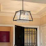 Trapezoidal Black Metallic Crystal Dining Room Chandeliers 2 Sizes