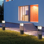 Modern Solar LED Bollard Lights in Black Aluminum for Pathways