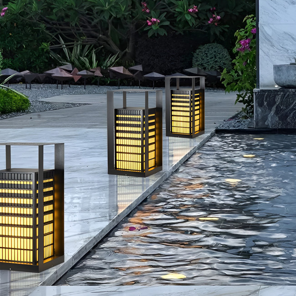 Square Lantern Shaped Led Black Pathway Lights
