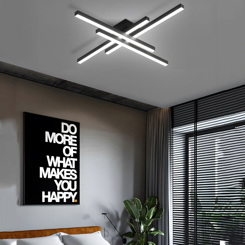 4 Light Modern Linear Parallax Ceiling Lamp Led Flush Mount Ceiling Light