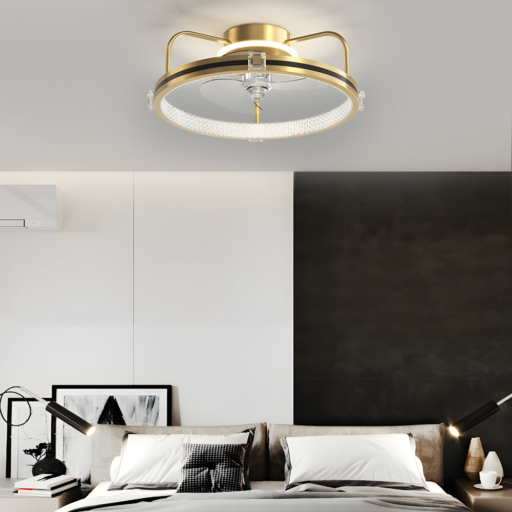 Round Mute Three Step Dimming Led Silent Modern Flush Mount Ceiling Fan