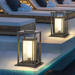 Square Black Solar Pathway Lights with Ribbed Glass Shade for Modern Outdoor Spaces