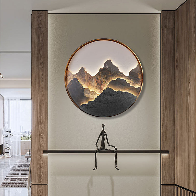 Round Mountain Scenery Painting Wall Light Li002574