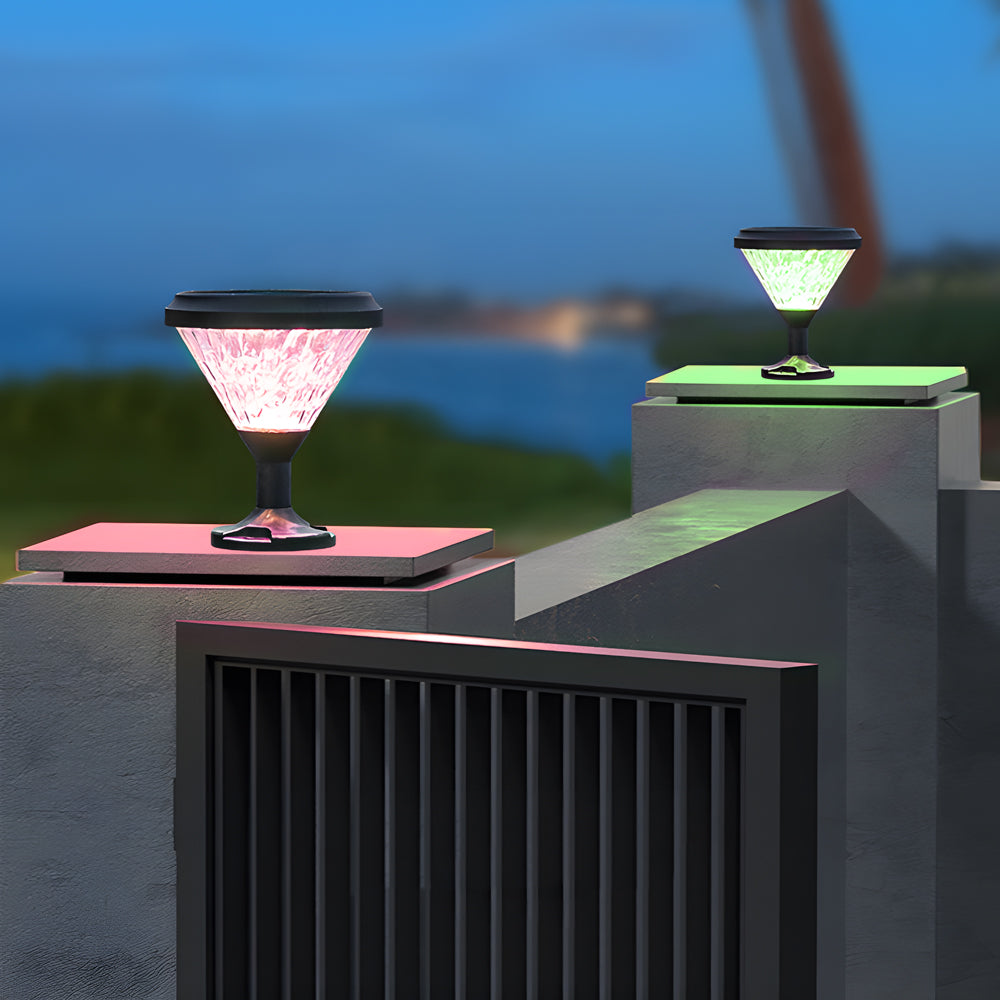 9 Inch High Black Round Led Solar Post Pier Light