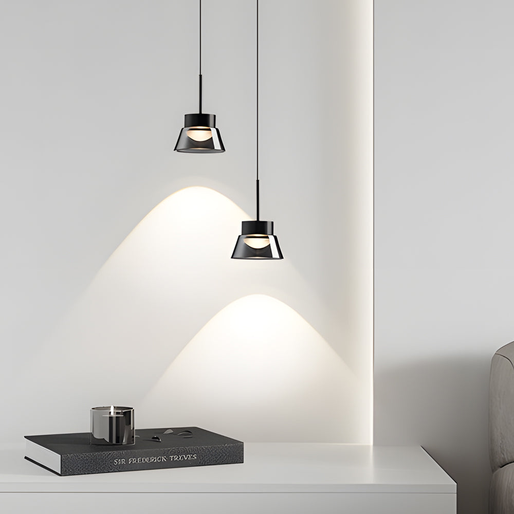1 2 Light Smoked Gray Glass Pendant Light Led Island Glass Chandelier Black Hanging Ceiling Lamp For Bedroom