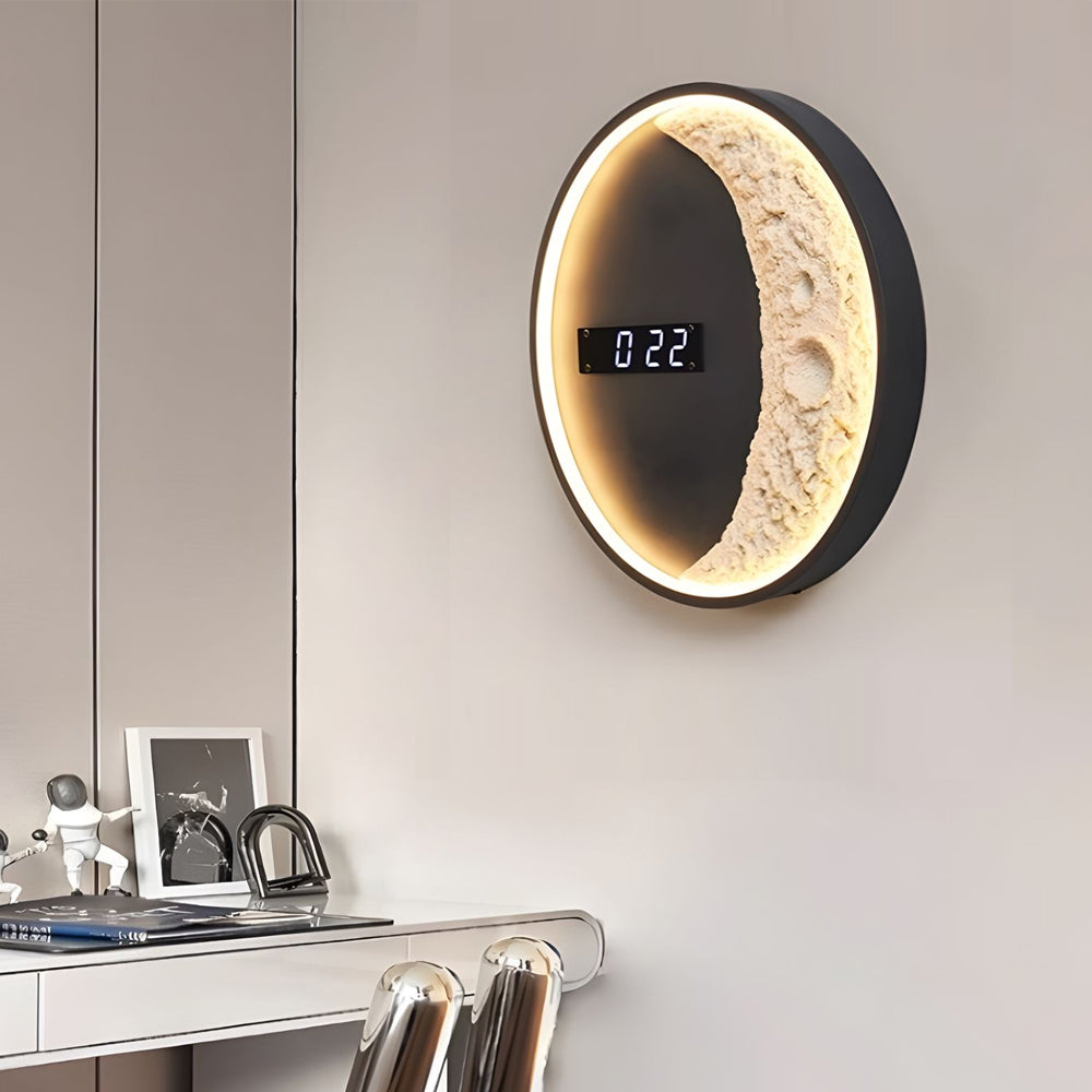 Moon Led Wall Light Wall Digital Clock Astronaut Decor 3 Color Wall Lamp