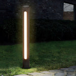 Matte Black Cylinder Outdoor Pathway Light With Strip Led Lighting 15 8 29 5 H