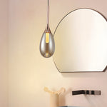 Modern 1 Light Led Teardrop Glass Pendant Light In Amber Smoke Gray