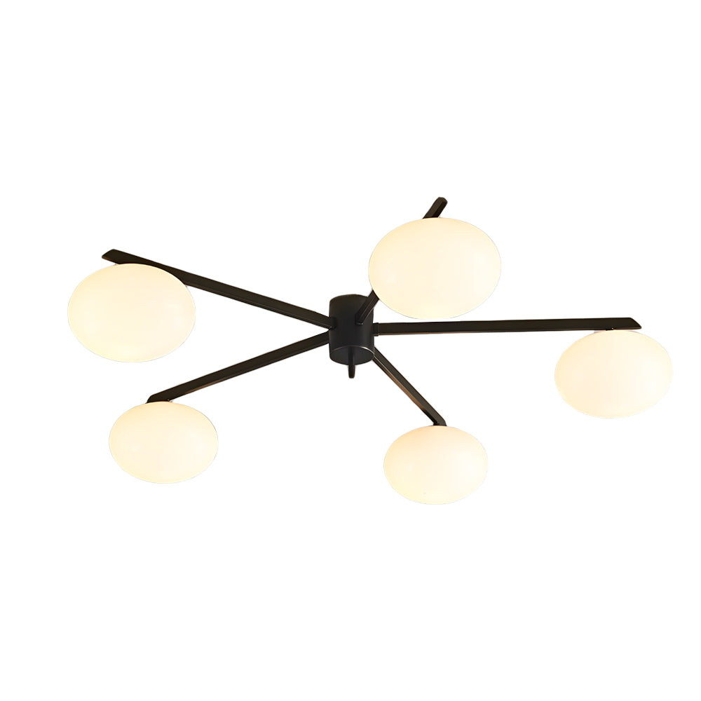 White Glass Bubble Black Semi Flush Ceiling Light