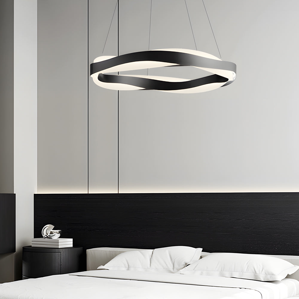 1 Light Linear Wavy Round Led Pendant Light