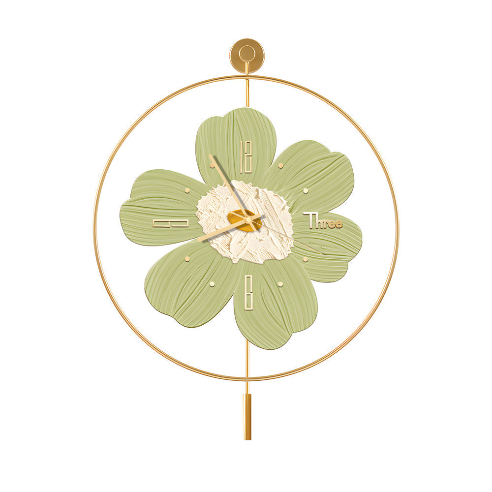 Round Metal Battery Operated Led Flower Wall Clock