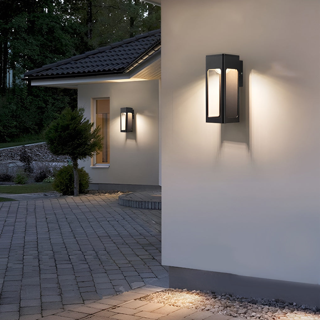 Rectangular Ip65 Waterproof 12W Led Black Modern Outdoor Wall Lamp Sconces