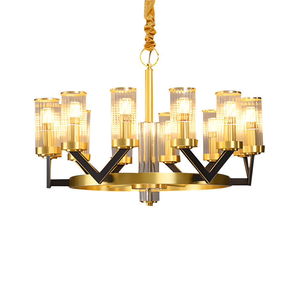 Round Personality Molecular Glass Copper Nordic Modern Chandelier Lamp
