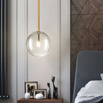1 Light Clear Glass Globe Pendant Light Modern Hanging Lighting Fixture