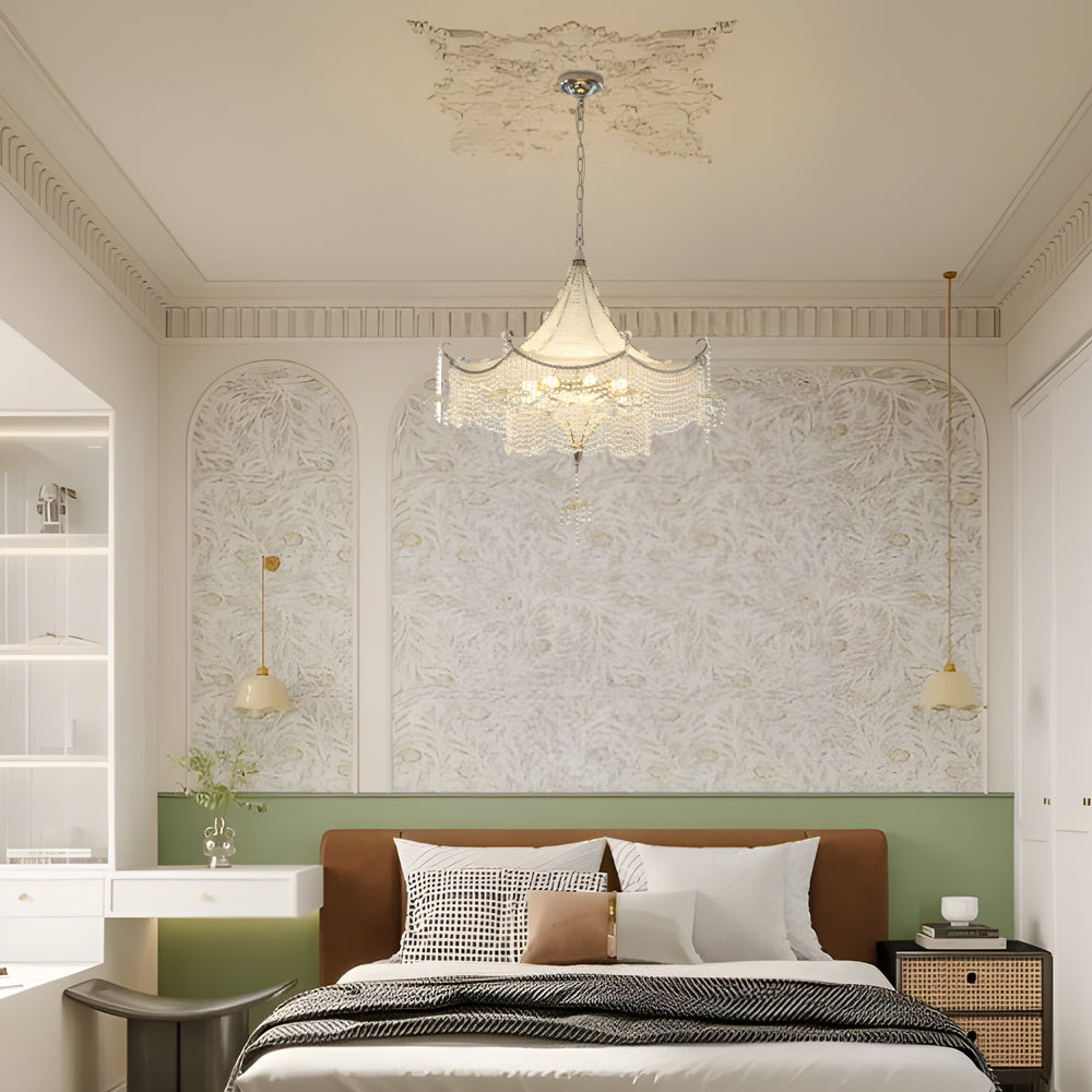Elegant Pagoda Crystal Chandelier With Led Dimming Elegant Chrome Finish