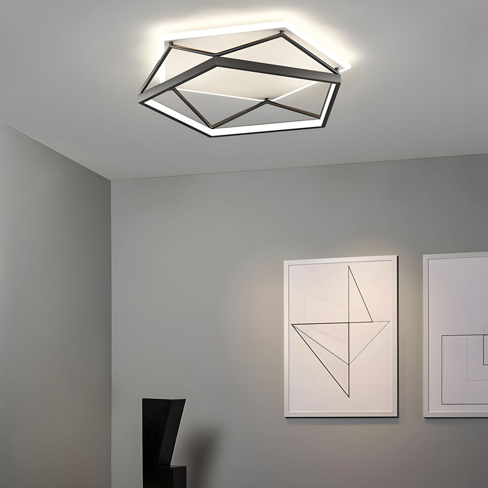 Nordic Geometric Art Black Led Flush Mount Ceiling Light