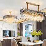 Modern Led Dimmable Dining Room Crystal Chandelier Round Rectangle