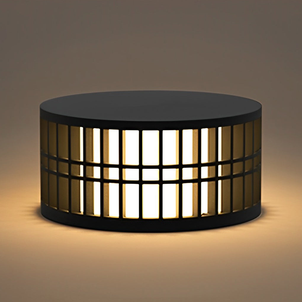 Round Led Black Modern Solar Fence Post Lights Ha077197