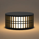Round Led Black Modern Solar Fence Post Lights Ha077197