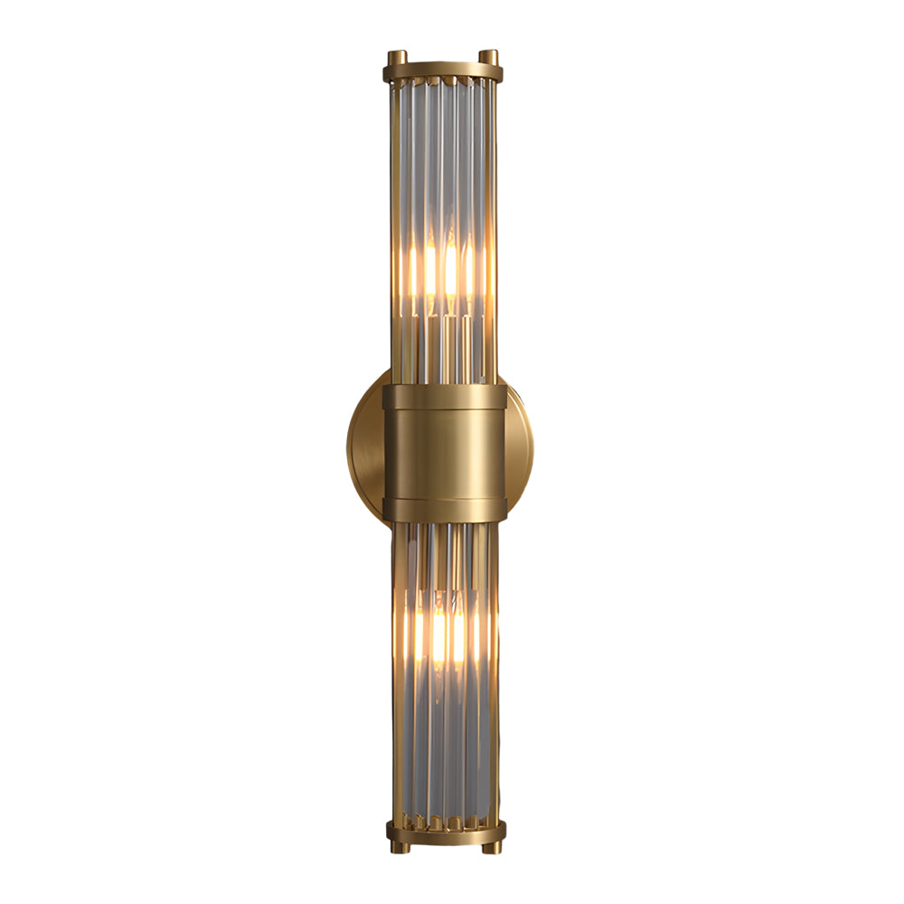1 2 Light Modern Chrome Gold Wall Sconce With Cylinder Clear Glass Shade