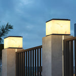 Square Marbled Solar Powered Fence Post Light Ha082380